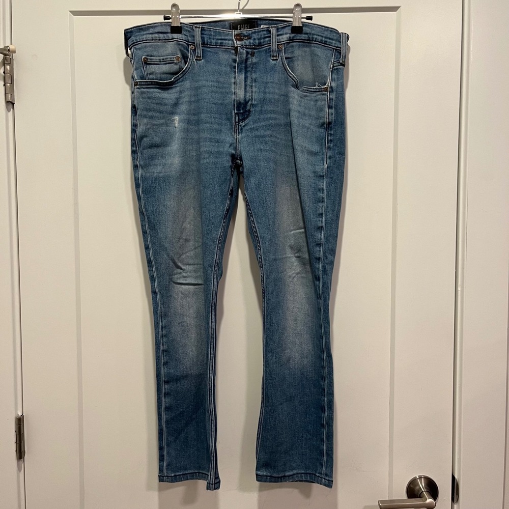 Paige Mens Medium Wash Slim Fit Stretch Denim Jeans Size 34